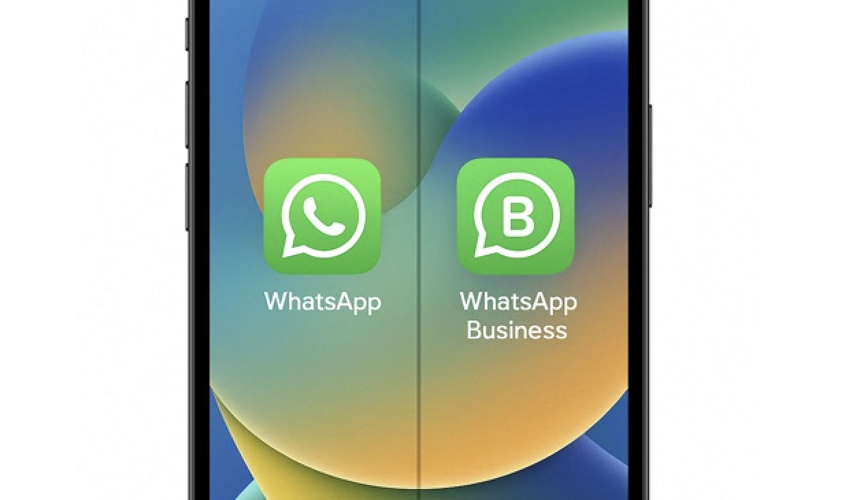 Smartphone met WhatsApp en WhatsApp Business naast elkaar